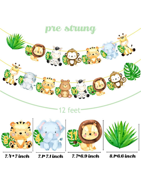 Banderín de Fotos Primer Cumpleaños Safari iPartyFun - 15 Tarjetas