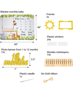 Manta Mensual de Hitos A&JS para Bebé Unisex 152.4x101.6cm 2