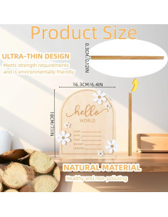 Tablero de Anuncio de Bebé Hello World - Madera 17.8x15.2 cm 2
