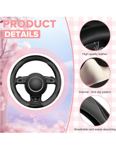 Funda de Volante Antideslizante BubabyZZ 15" Gris PU 2