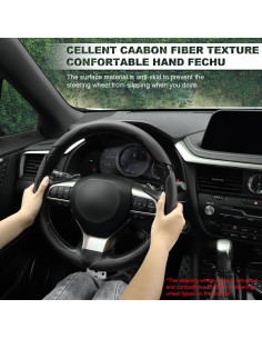 Cubierta de Volante de Cuero Nappa Amiss 3PCS Universal Negro 2