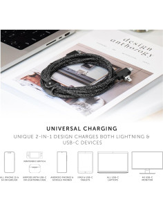 Cable de carga Native Union Belt Duo Pro 240W 2,44m Cebra 2