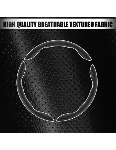 Cubierta de Volante de Cuero Nappa Amiss 3PCS Universal Negro