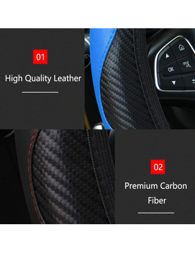 Funda de Volante de Coche Deemars 38 cm Antideslizante Azul