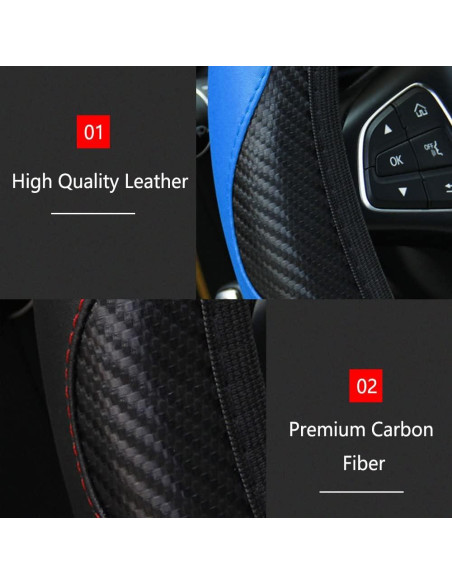 Funda de Volante de Coche Deemars 38 cm Antideslizante Azul