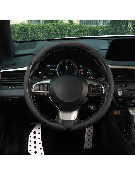 Cubierta de Volante de Cuero Nappa Amiss 3PCS Universal Negro