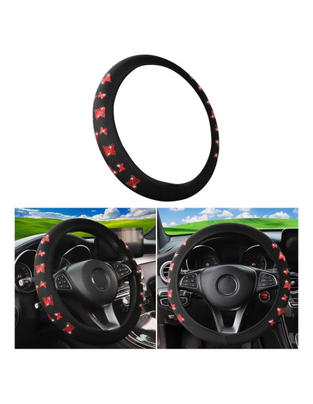 Cubierta de Volante KHGUZ 15" Rojo Antideslizante y Protectora