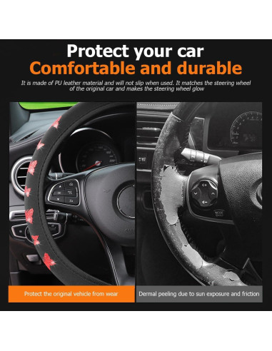 Cubierta de Volante KHGUZ 15" Rojo Antideslizante y Protectora