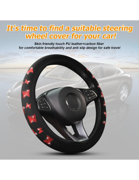 Cubierta de Volante KHGUZ 15" Rojo Antideslizante y Protectora