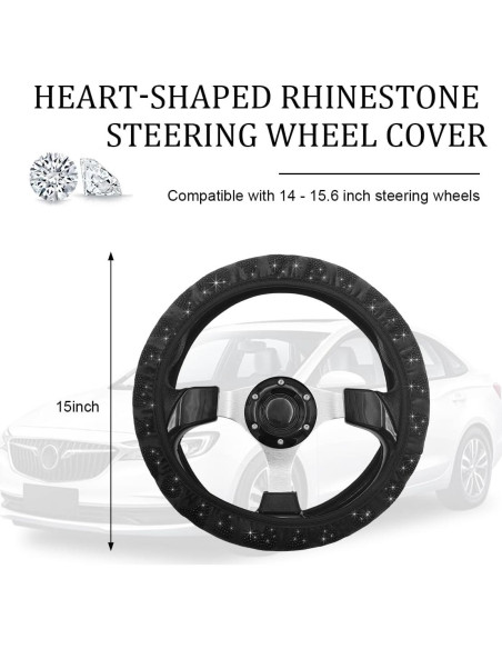 Funda de Volante Antideslizante Povtii 38.1 cm Negra