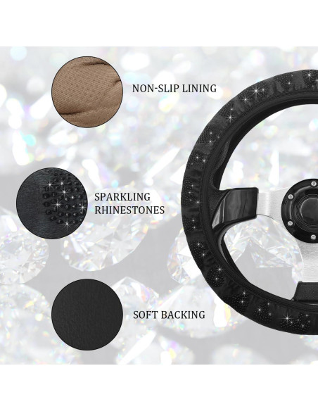 Funda de Volante Antideslizante Povtii 38.1 cm Negra