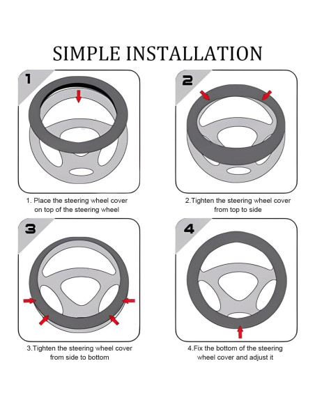 Funda de Volante Antideslizante Povtii 38.1 cm Negra