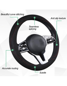 Cubierta de Volante HZEL Suede Antideslizante Universal 39cm 2