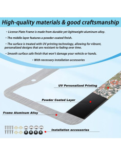 Marco de Placa de Licencia Floral Melocotón Woadoudou 31x16 cm 2