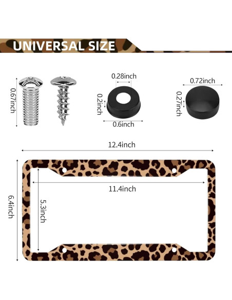 Marco de Placa de Licencia Estampado Leopardo LIN KANG 30.5x15.2 cm