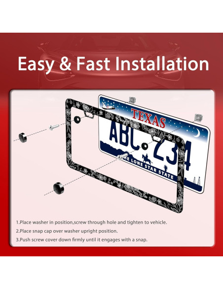 Marco de Placa de Licencia Floral BRAGHRTED Acero Inoxidable 31x15cm