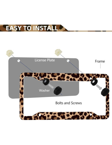 Marco de Placa de Licencia Estampado Leopardo LIN KANG 30.5x15.2 cm