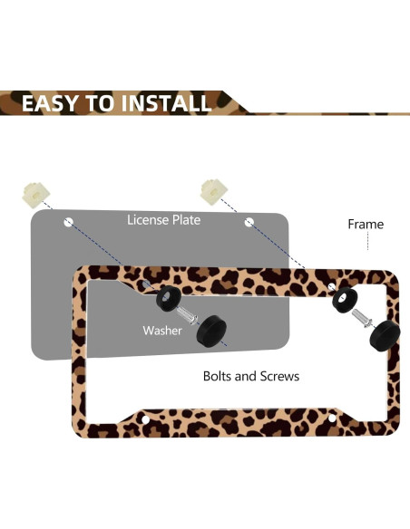Marco de Placa de Licencia Estampado Leopardo LIN KANG 30.5x15.2 cm