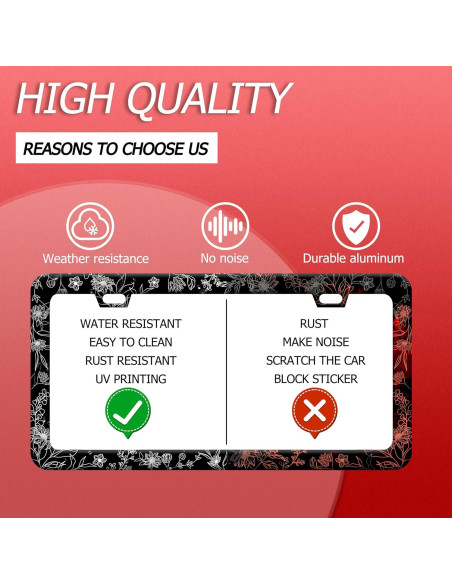 Marco de Placa de Licencia Floral BRAGHRTED Acero Inoxidable 31x15cm