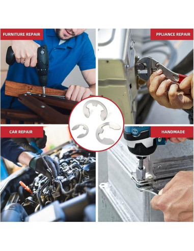 150 Piezas Anillos de Retención E-Clip Acero Inoxidable 304