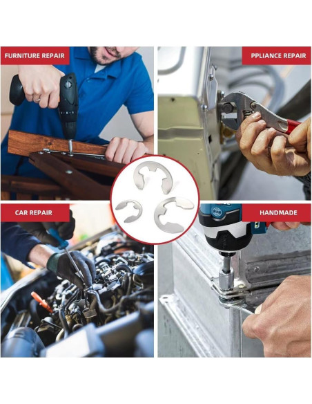 150 Piezas Anillos de Retención E-Clip Acero Inoxidable 304