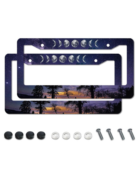 Marco de Placa de Licencia Aluminio WUBJYGGK Cielo Estrellado 2 Pzas