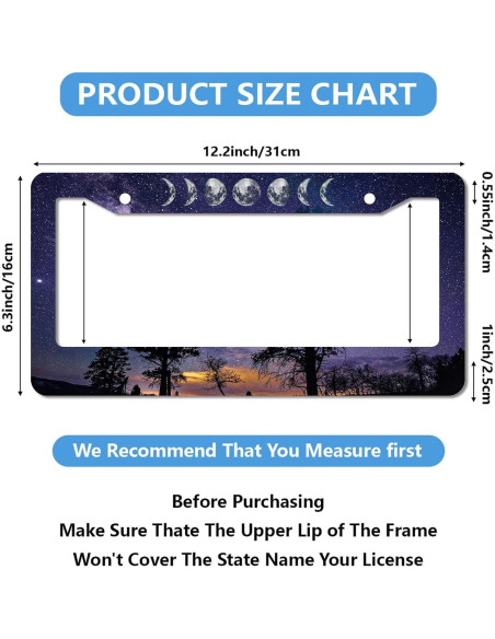 Marco de Placa de Licencia Aluminio WUBJYGGK Cielo Estrellado 2 Pzas