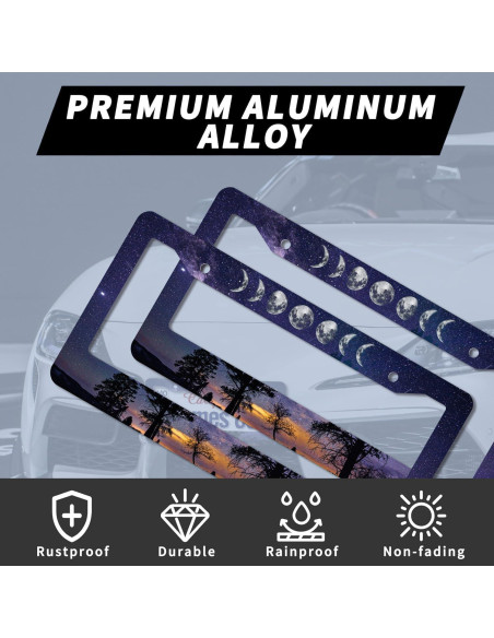 Marco de Placa de Licencia Aluminio WUBJYGGK Cielo Estrellado 2 Pzas
