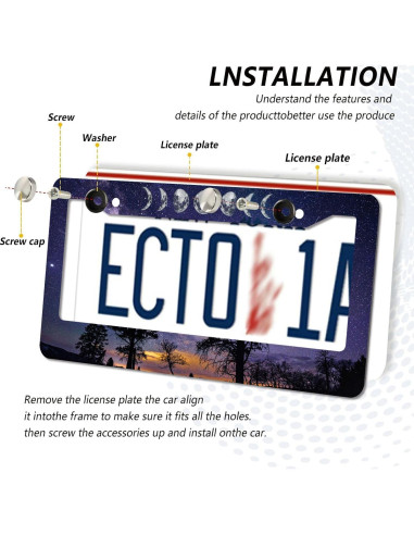 Marco de Placa de Licencia Aluminio WUBJYGGK Cielo Estrellado 2 Pzas