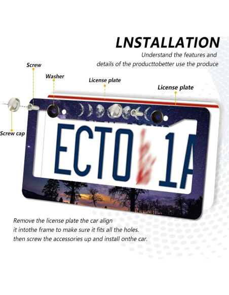 Marco de Placa de Licencia Aluminio WUBJYGGK Cielo Estrellado 2 Pzas