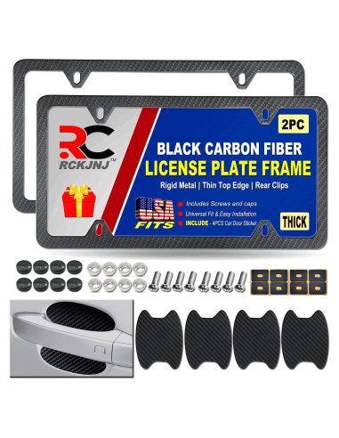 Marco de Placa de Licencia RCKJNJ Fibra de Carbono - Paquete de 2
