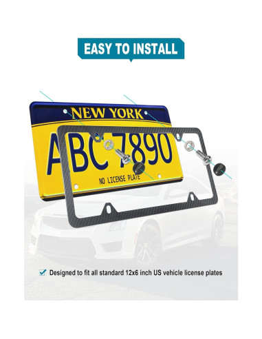 Marco de Placa de Licencia RCKJNJ Fibra de Carbono - Paquete de 2