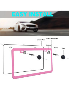 Marco de Placa de Licencia Rosa Shutuan - 2 Paquetes 31.75x16cm 2