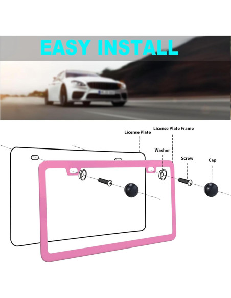 Marco de Placa de Licencia Rosa Shutuan - 2 Paquetes 31.75x16cm