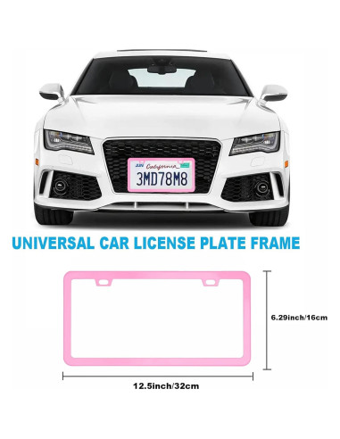 Marco de Placa de Licencia Rosa Shutuan - 2 Paquetes 31.75x16cm