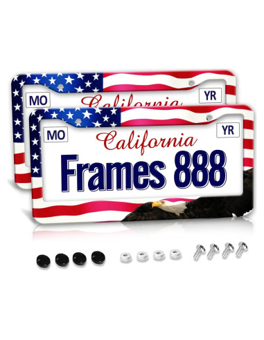 Marco de Placa de Licencia Aluminio PMZRAO Bandera Americana - 2 Piezas
