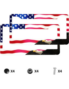 Marco de Placa de Licencia Aluminio PMZRAO Bandera Americana - 2 Piezas 2