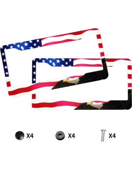Marco de Placa de Licencia Aluminio PMZRAO Bandera Americana - 2 Piezas