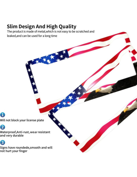 Marco de Placa de Licencia Aluminio PMZRAO Bandera Americana - 2 Piezas