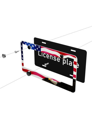 Marco de Placa de Licencia Aluminio PMZRAO Bandera Americana - 2 Piezas