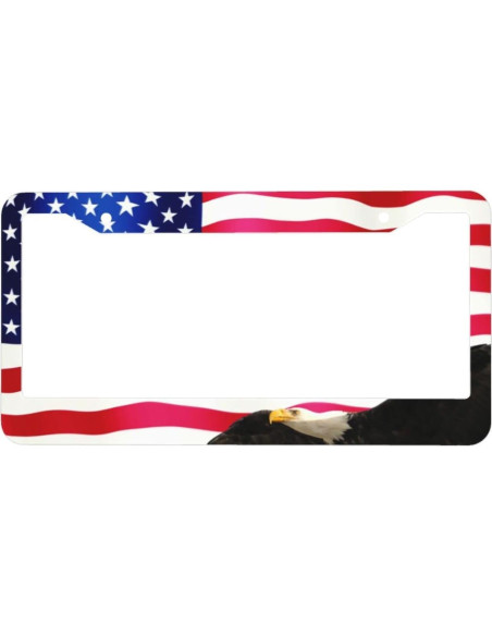 Marco de Placa de Licencia Aluminio PMZRAO Bandera Americana - 2 Piezas