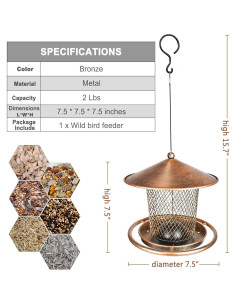 Comedero para Aves KIMCHOMERSE de Metal 0.91 kg Colgante 2