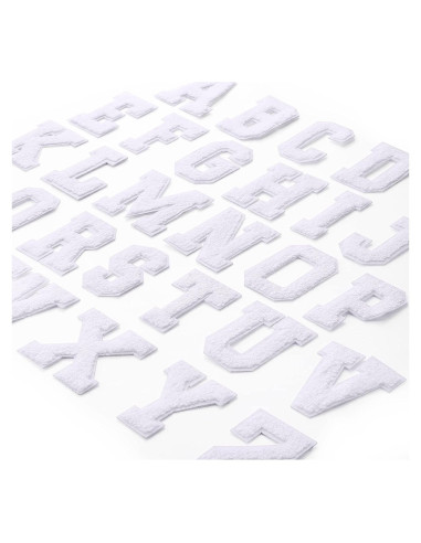 Parche Bordado Letra A-Z 26 Pcs Waydress 7.1 cm Blanco