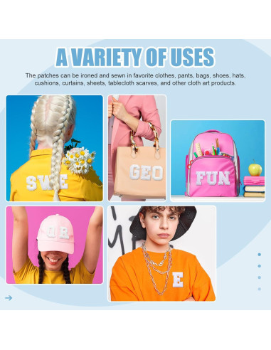 Parche Bordado Letra A-Z 26 Pcs Waydress 7.1 cm Blanco