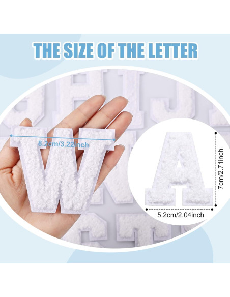 Parche Bordado Letra A-Z 26 Pcs Waydress 7.1 cm Blanco