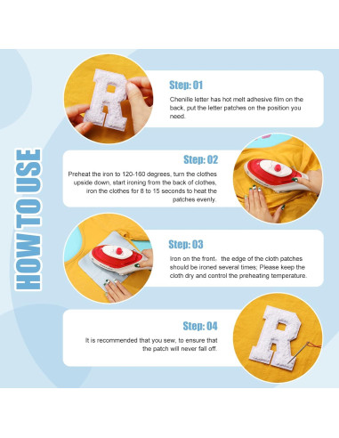 Parche Bordado Letra A-Z 26 Pcs Waydress 7.1 cm Blanco