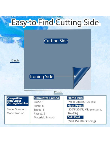 Vinilo de Transferencia de Calor HTVRONT Azul 13 Hojas para Camisetas