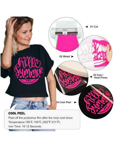 Vinilo de Transferencia Térmica GIRAFVINYL Rosa Fucsia 30.48x1.52m