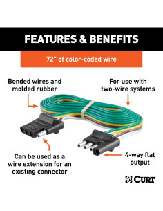 Conector de Cableado Plano 4 Pines CURT 58050 182.88 cm 2