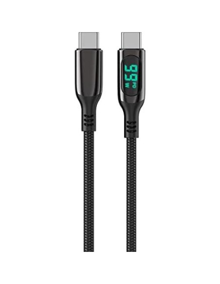 Cable BoxWave USB-C a USB-C 100W con pantalla LED 1.8m